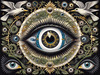 Black and White Surreal Human Eye with Zodiac Mandala Art Print