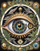 Black and White Surreal Human Eye with Zodiac Mandala Art Print