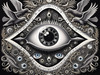 Black and White Surreal Human Eye with Zodiac Mandala Art Print