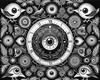 Black and White Surreal Human Eye with Zodiac Mandala Art Print
