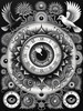 Black and White Surreal Human Eye with Zodiac Mandala Art Print