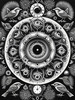 Black and White Surreal Human Eye with Zodiac Mandala Art Print
