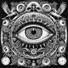 Black and White Surreal Human Eye with Zodiac Mandala Art Print