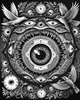 Black and White Surreal Human Eye with Zodiac Mandala Art Print