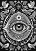 Black and White Surreal Human Eye with Zodiac Mandala Art Print