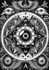 Black and White Surreal Human Eye with Zodiac Mandala Art Print