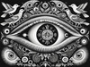 Black and White Surreal Human Eye with Zodiac Mandala Art Print