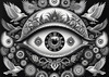 Black and White Surreal Human Eye with Zodiac Mandala Art Print