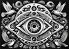 Black and White Surreal Human Eye with Zodiac Mandala Art Print