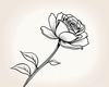 Minimalist Line Art of a Rose Bud About to Bloom