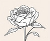 Minimalist Line Art of a Rose Bud About to Bloom