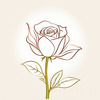 Minimalist Line Art of a Rose Bud About to Bloom