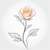 Minimalist Line Art of a Rose Bud About to Bloom