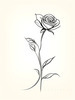 Minimalist Line Art of a Rose Bud About to Bloom