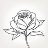 Minimalist Line Art of a Rose Bud About to Bloom