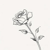 Minimalist Line Art of a Rose Bud About to Bloom