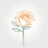 Minimalist Line Art of a Rose Bud About to Bloom