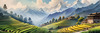 Ancient Villages Amid Terraced Fields Against Towering Himalayan Peaks