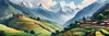Ancient Villages Amid Terraced Fields Against Towering Himalayan Peaks