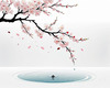 Abstract Tranquil Cherry Blossoms Falling on Pond Art Print