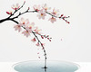Abstract Tranquil Cherry Blossoms Falling on Pond Art Print