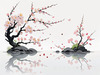 Abstract Tranquil Cherry Blossoms Falling on Pond Art Print