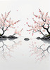 Abstract Tranquil Cherry Blossoms Falling on Pond Art Print