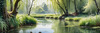 Printable Art of a Tranquil Forest Pond with Weeping Willows