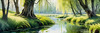 Printable Art of a Tranquil Forest Pond with Weeping Willows
