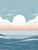 Minimalist Coastal Horizon Line Drawing