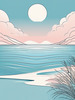 Minimalist Coastal Horizon Line Drawing