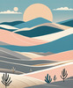 Minimalist Desert Dusk Single Line Art