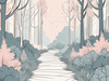 Minimalist Line Art of a Forest Pathway