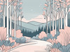 Minimalist Line Art of a Forest Pathway
