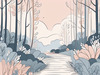 Minimalist Line Art of a Forest Pathway