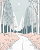 Minimalist Line Art of a Forest Pathway