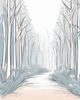 Minimalist Line Art of a Forest Pathway
