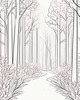 Minimalist Line Art of a Forest Pathway