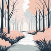 Minimalist Line Art of a Forest Pathway