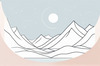 Printable Minimalist Moonlit Mountain Silhouette Line Art