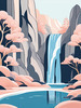 Minimalist Waterfall Cascade Line Art