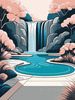 Minimalist Waterfall Cascade Line Art
