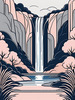Minimalist Waterfall Cascade Line Art