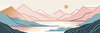 Minimalist Line Art of River Flowing Through Canyon