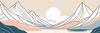 Minimalist Line Art of River Flowing Through Canyon
