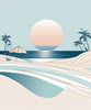 Minimalist Coastal Horizon Line Drawing