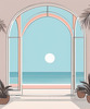 Minimalist Coastal Horizon Line Drawing