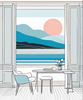 Minimalist Coastal Horizon Line Drawing