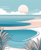 Minimalist Coastal Horizon Line Drawing