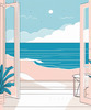 Minimalist Coastal Horizon Line Drawing
